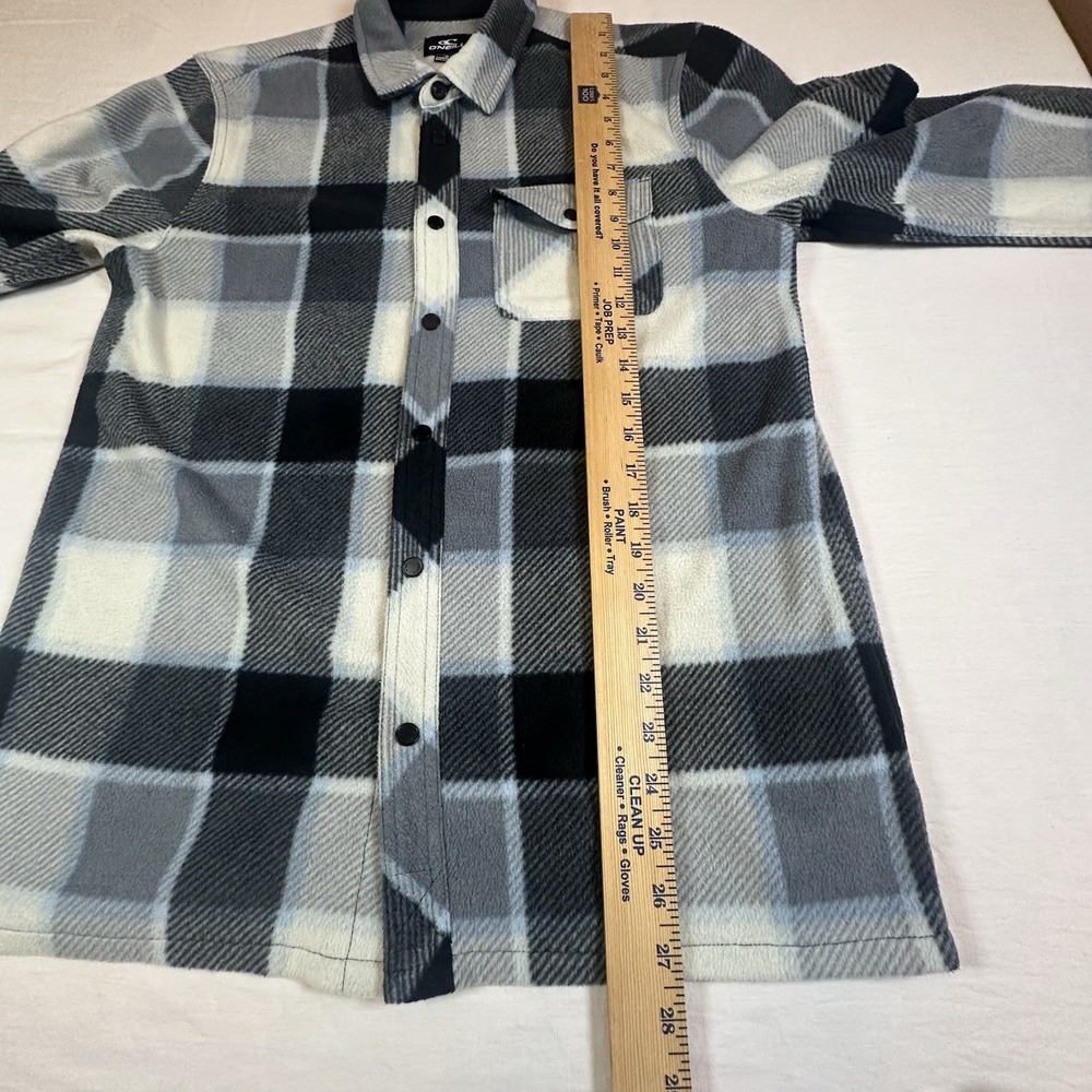 O'neill Men's Super Fleece Icecap Flannel Snap Button Long Sleeve Black White S - Picture 8 of 11